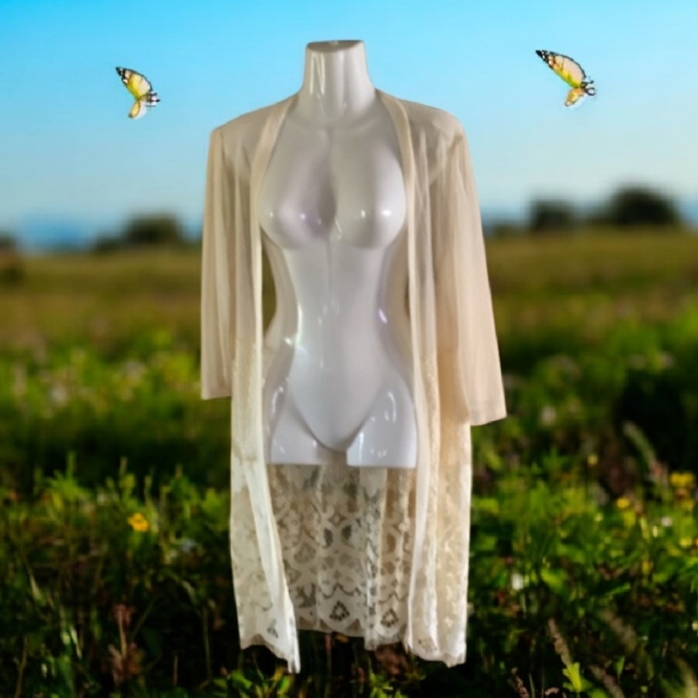 Forgotten Grace sheer jacket or open coverup lightweight crocheted look